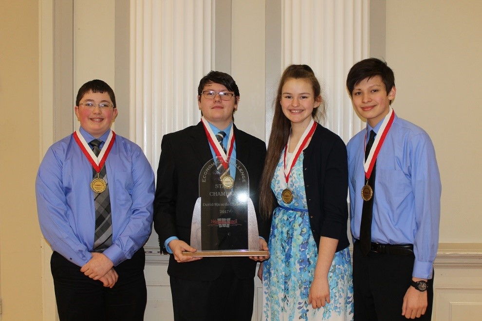 David Ricardo Division state champions from Bellevue East are (from left) Breck O'Grady, Andrew Sansone, Elizabeth Foral and Michael Ermitano. 