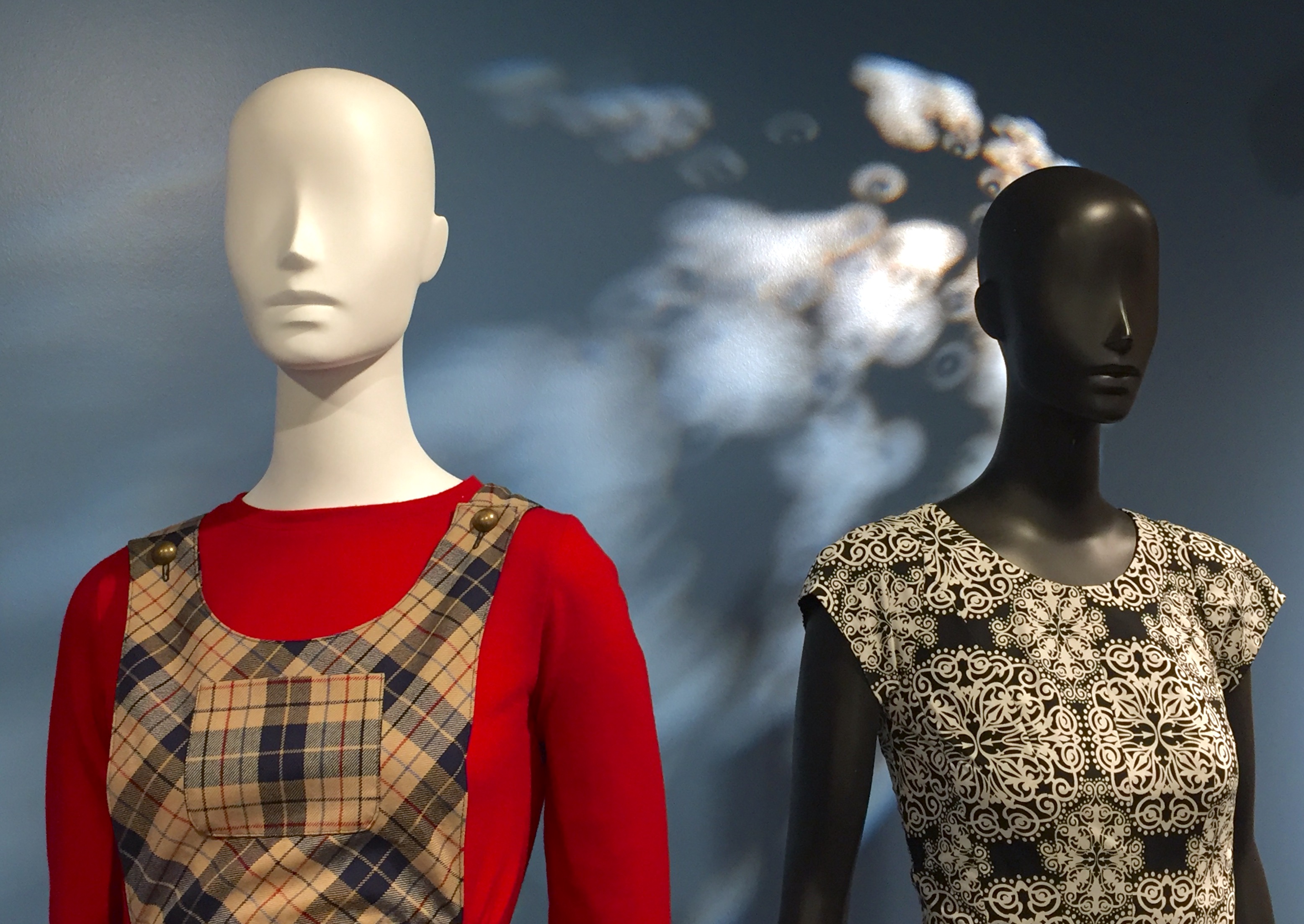 Plaid jumper with red sweater, Karla Herrarte of Lexington, 12; black and white patterned dress, Anne Bennier of Unadilla, 17.