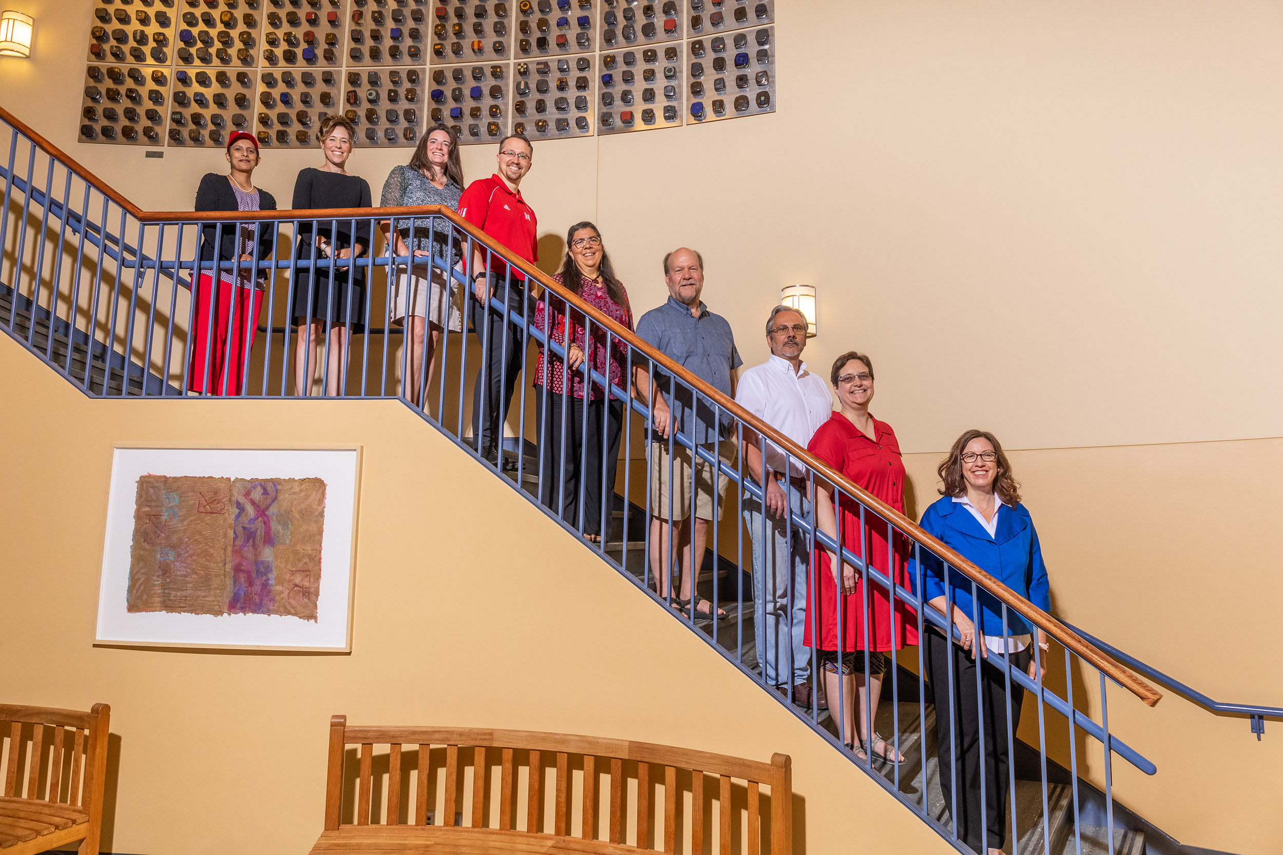 The project team includes (from left) senior personnel Deepika Menon, Tiffany Heng-Moss, Mindi Searls and L.J. McElravy; co-principal investigators Gina Matkin, David Harwood, Dan Claes and Wendy Smith; and principal investigator Elizabeth Lewis.