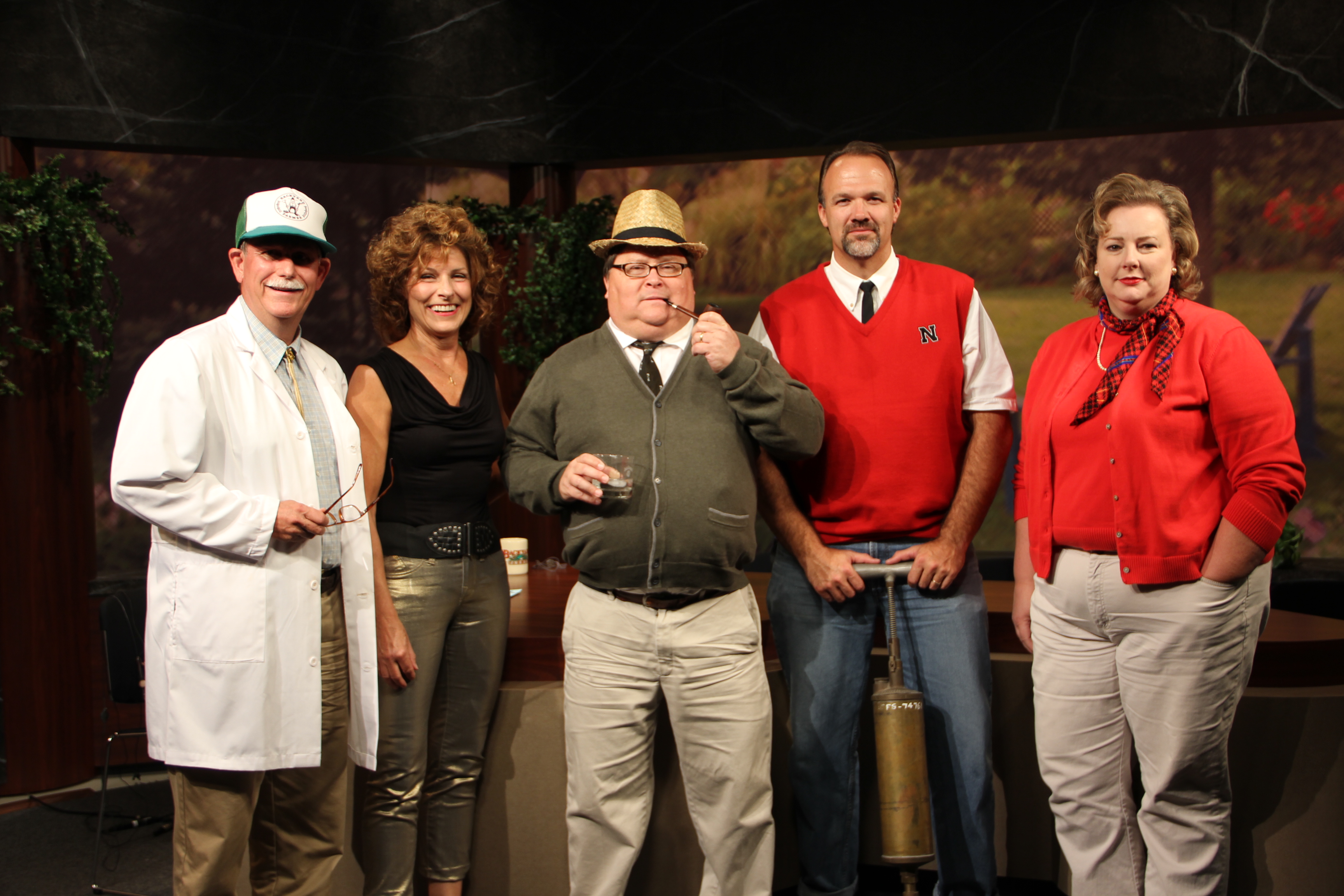 Pictured here during the 60th-anniversary season are (from left) Fred Baxendale, extension entomologist; Kim Todd, host; Roch Gaussion, extension turfgrass specialist; Loren Giesler, extension plant pathologist; and Sarah Browning, extension educator.