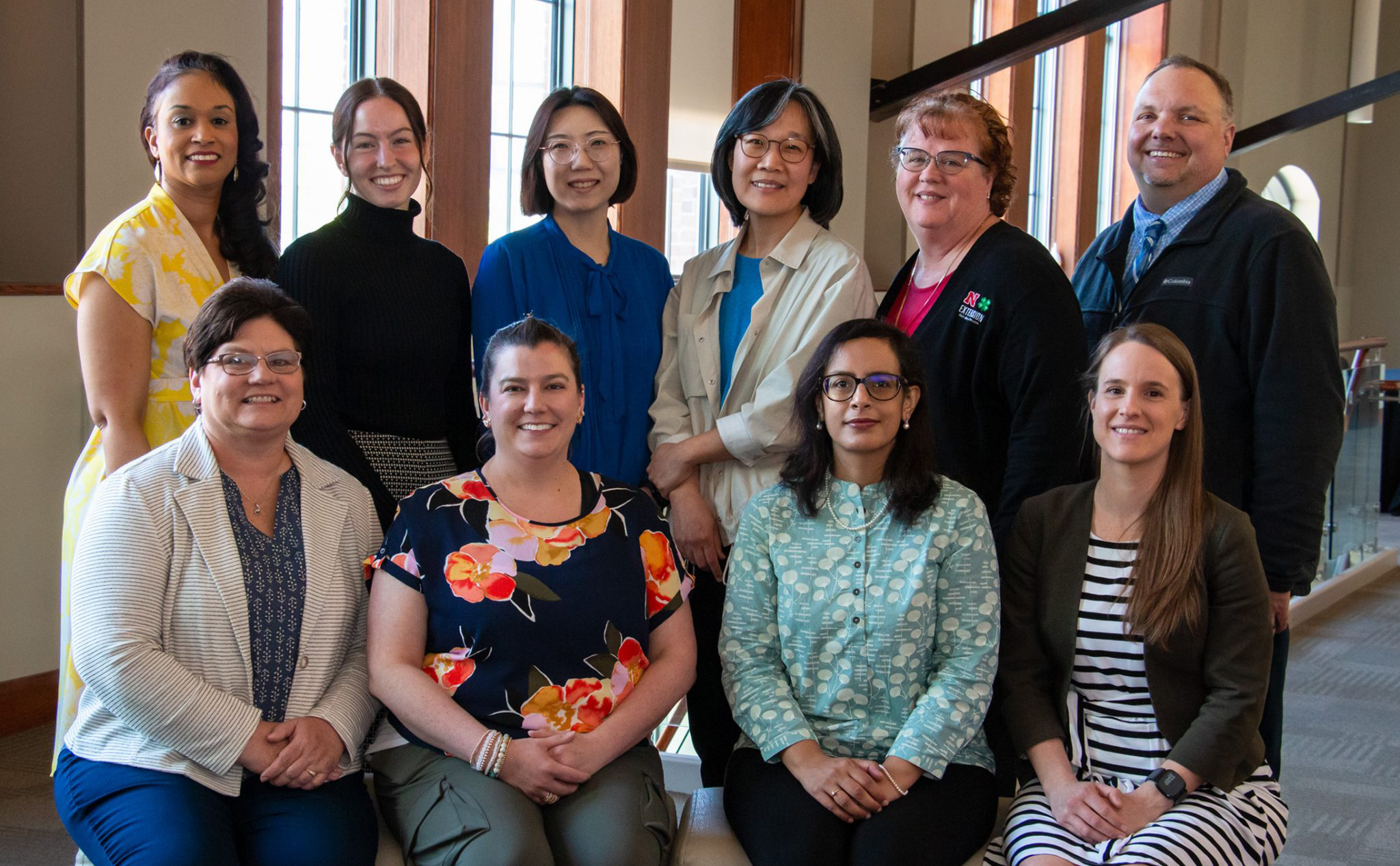 The project’s research team includes (back row, from left) Marianna Burks, Maddie Pieper, HyeonJin Yoon, Soo-Young Hong, LaDonna Werth and Doug Golick; (front row, from left) Lisa Poppe, Sarah Paulos, Deepika Menon and Christine Wittich.