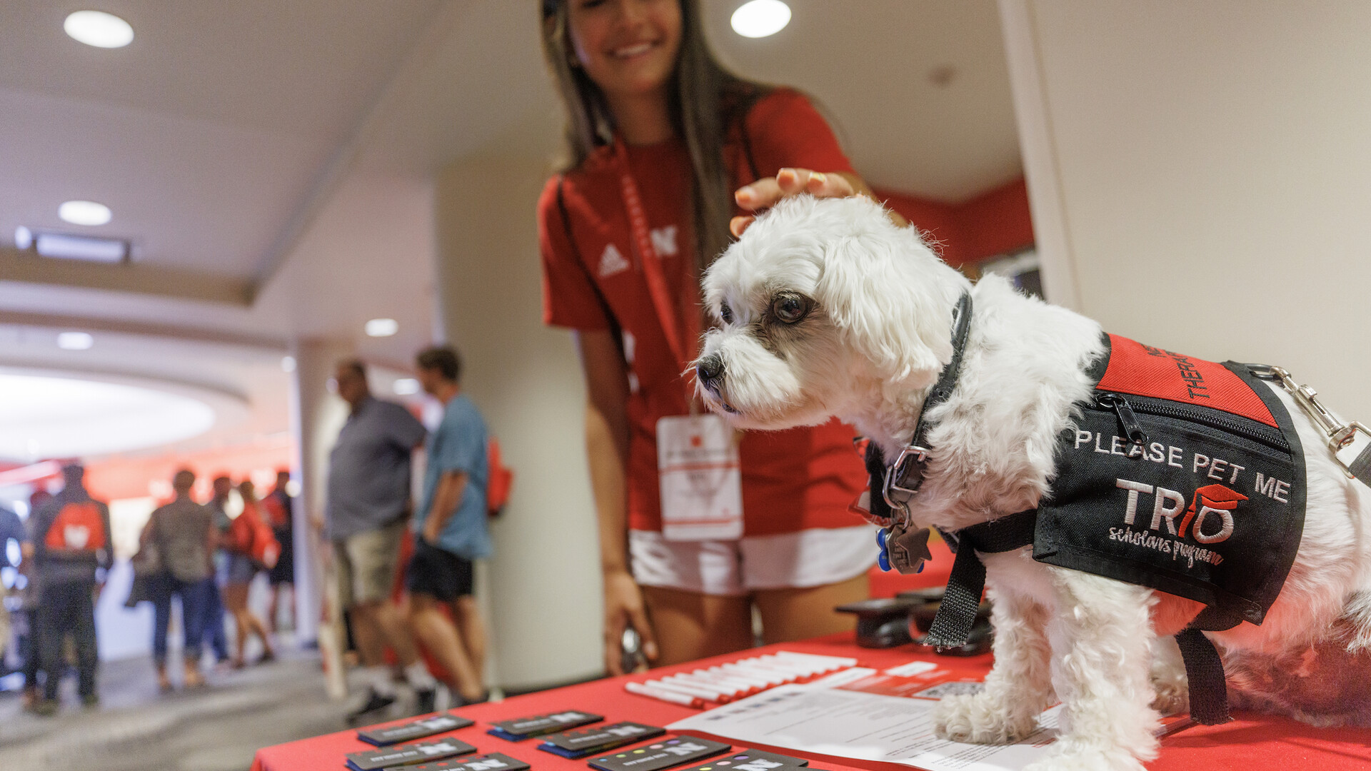 Neo lends a helping paw at New Student Enrollment 