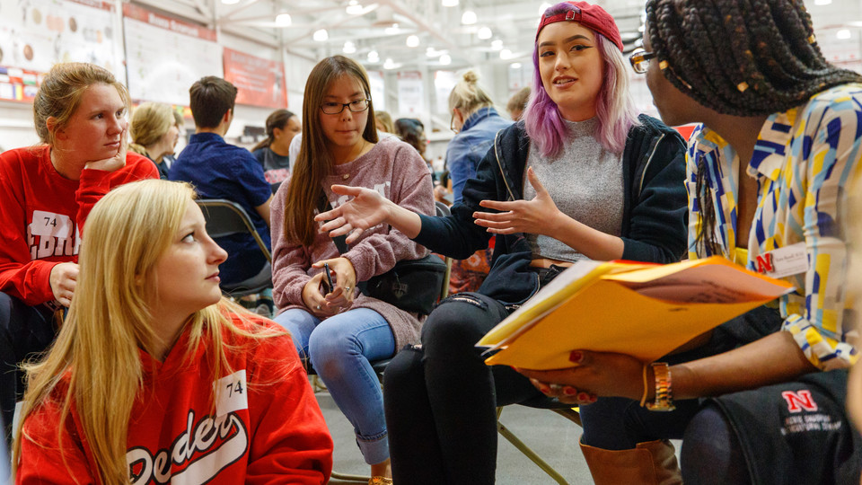 On Thursday, September 5, 2019, at 7 p.m. in the Bob Devaney Sports Center, incoming first-year students will participate in Husker Dialogues, a diversity and inclusion event facilitated by more than 370 student, faculty and staff conversation guides.