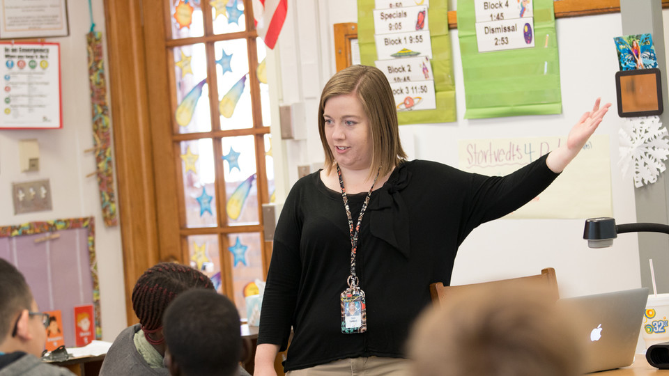 April Stortvedt teaches her fifth-grade class in Lincoln, Nebraska. Stortvedt participated in TAPP for Latino Families along with one of her students.
