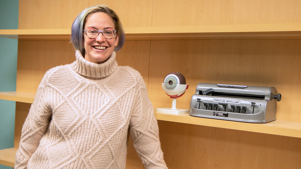 Mackenzie Savaiano, associate professor of practice in the Department of Special Education and Communication Disorders, is leading a project to recruit and train new teachers to meet the needs of students with visual impairments. (Kyleigh Skaggs, CYFS)