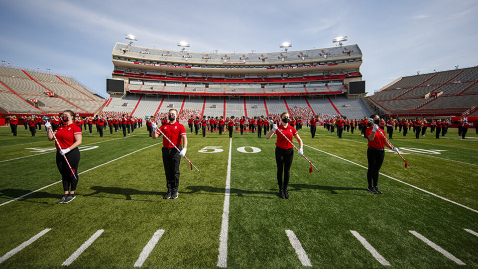 Last year’s Cornhusker Marching Band recorded a pregame and halftime performance in Memorial Stadium in October for the virtual game day experience. This year the band will return to performing live at each home game in front of a full stadium of fans. Ph