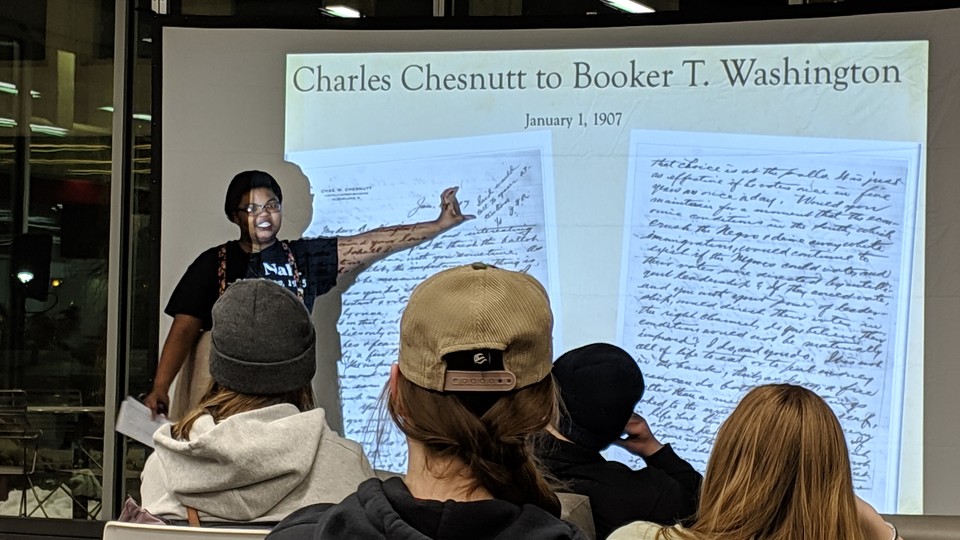 Bianca Swift shares her research and creative activity with Dr. Kenneth Price on the development of the Charles Chesnutt Digital Archive at a recent RED Talk.  
