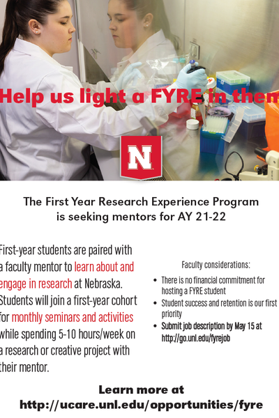 First Year Research Experience allows students to use their federal work study funds in a research or creative activities job, enabling students to get paid to learn