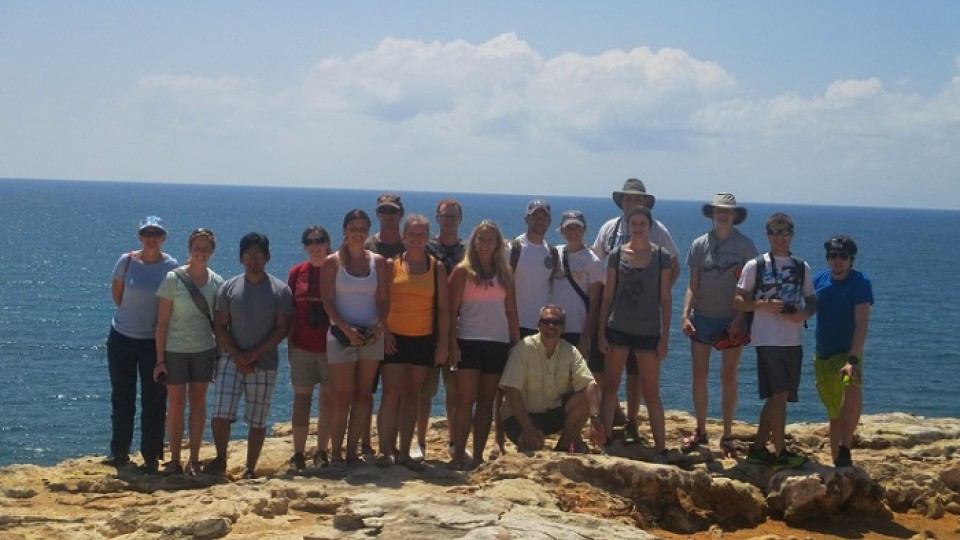 Students on the 2014 Puerto Rico study tour with trip leader Dennis Ferraro. 