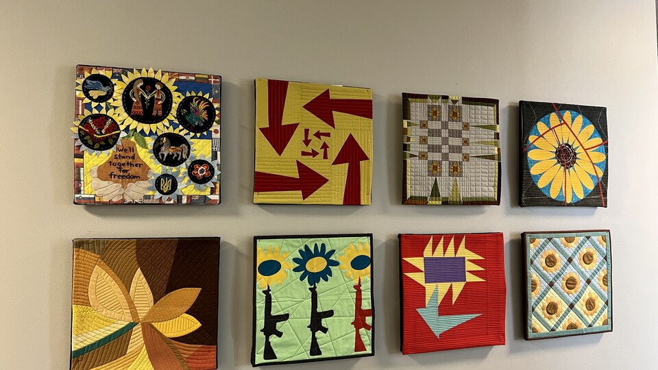 Sunflower Mini-Quilts - including Thomas Knauer's "Sunflowers in Wartime" - second one on the bottom 