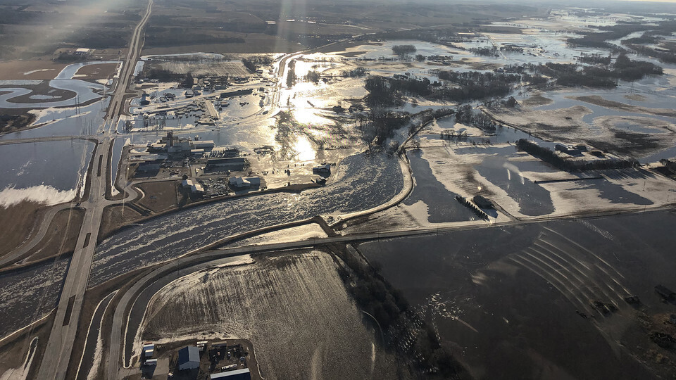 A photo from the Nebraska Emergency Management Agency shows vast flooding in Nebraska.