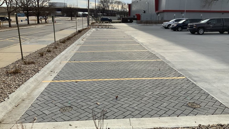 Permeable Pavers at the Devaney Center nearing completion. 