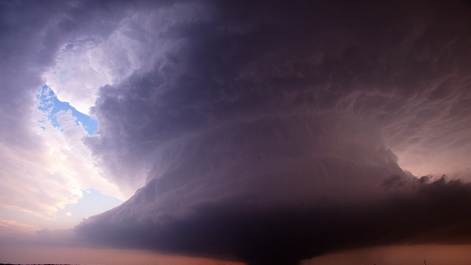 Tornadic supercell in southern Kansas, May 29, 2004. Photo by Adam Houston, Earth and Atmospheric Sciences