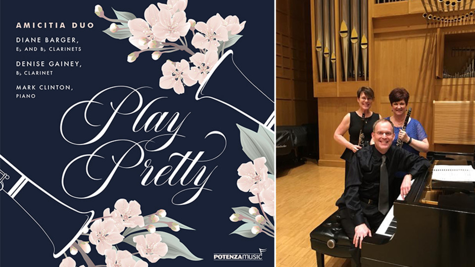 Left: The Amicitia Duo released their first CD, "Play Pretty." Right: Clockwise from upper left: Denise Gainey, Diane Barger and Mark Clinton.