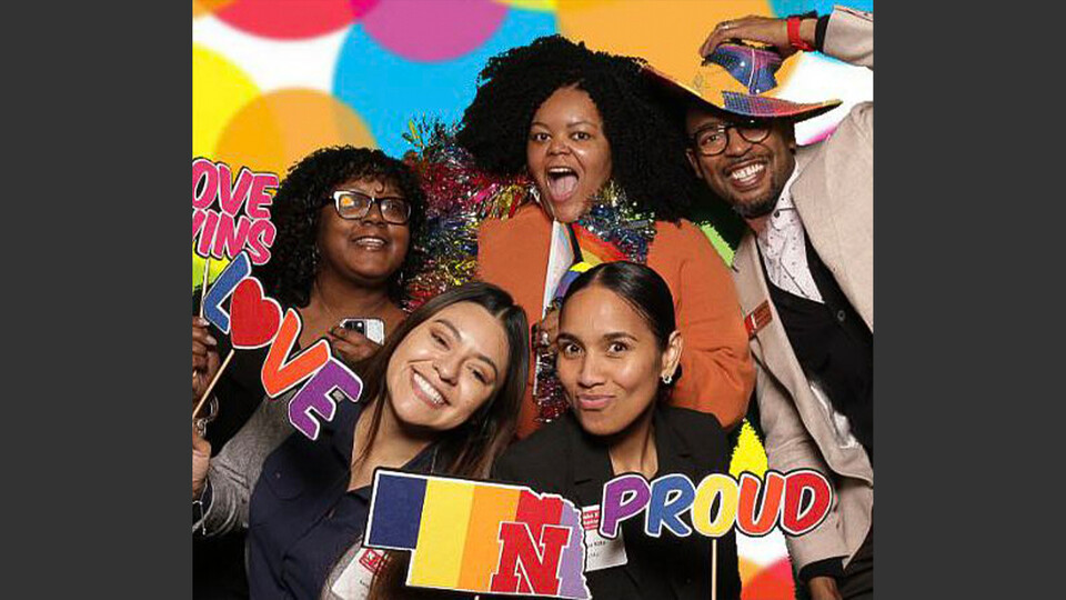 Marco Barker and members of the Office of Diversity and Inclusion team helped celebrate the 15th anniversary of the university’s LGBTQA+ Center on Feb. 8 at the Wick Alumni Center. Learn more at https://go.unl.edu/rvk7.
