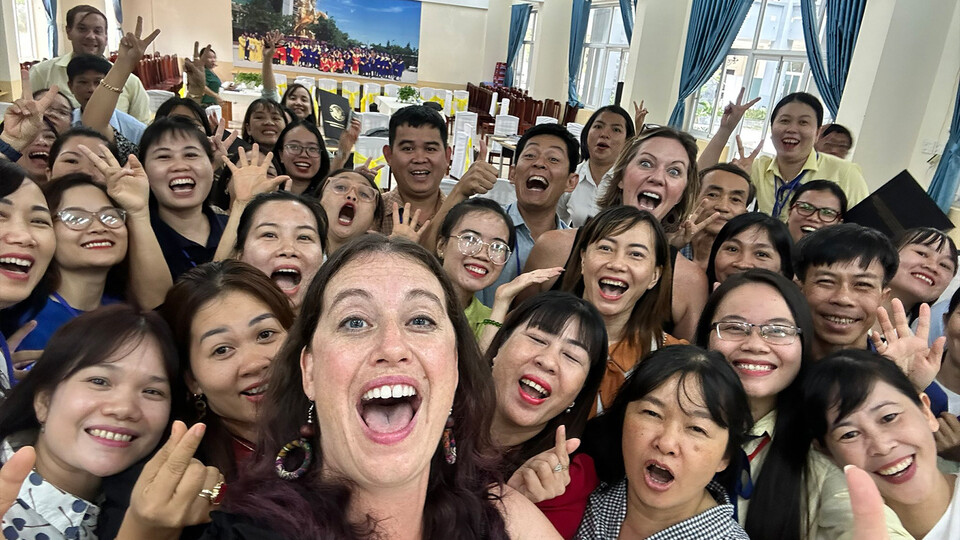 Crystal Bock Thiessen and teachers in Vietnam
