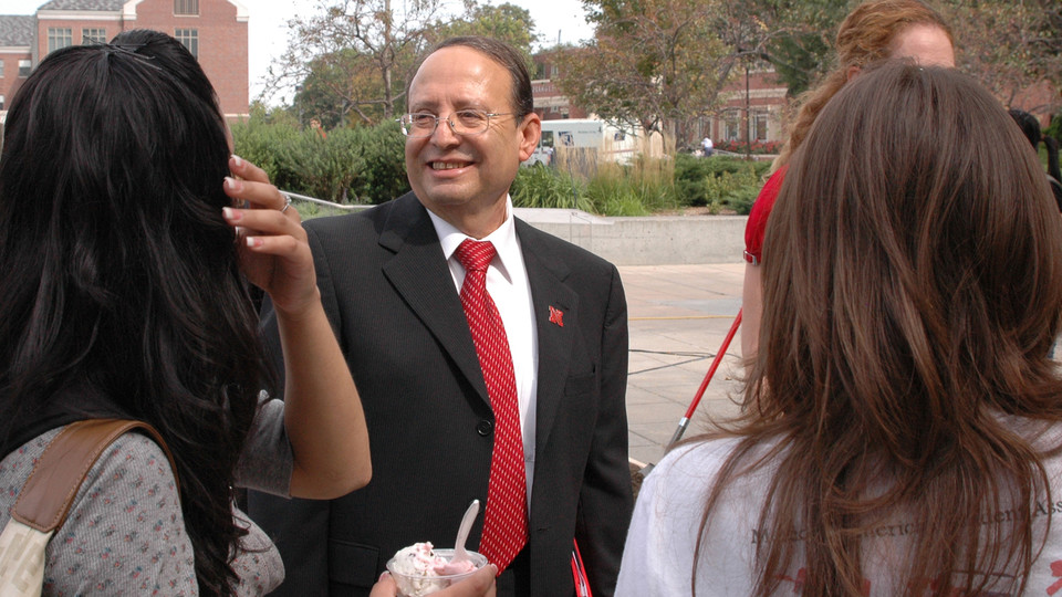 Juan Franco smiles during the groundbreaking for Nebraska's Jackie Gaughan Multicultural Center. Franco, who served for 11 years as Nebraska's top administrator for students, died Aug. 2.