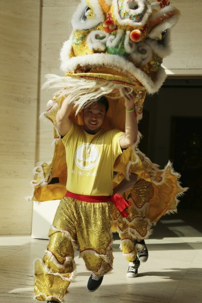 A performer acts out a lion dance at a previous Sheldon Museum of Art event. The museum hosts an Asian lunar new year celebration on Feb. 21.
