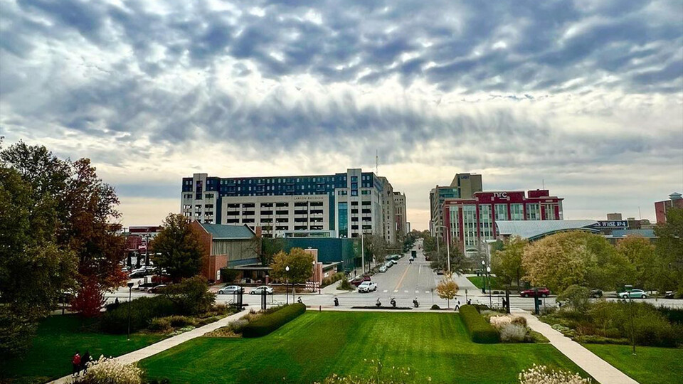 Low-lying clouds blanket downtown Lincoln