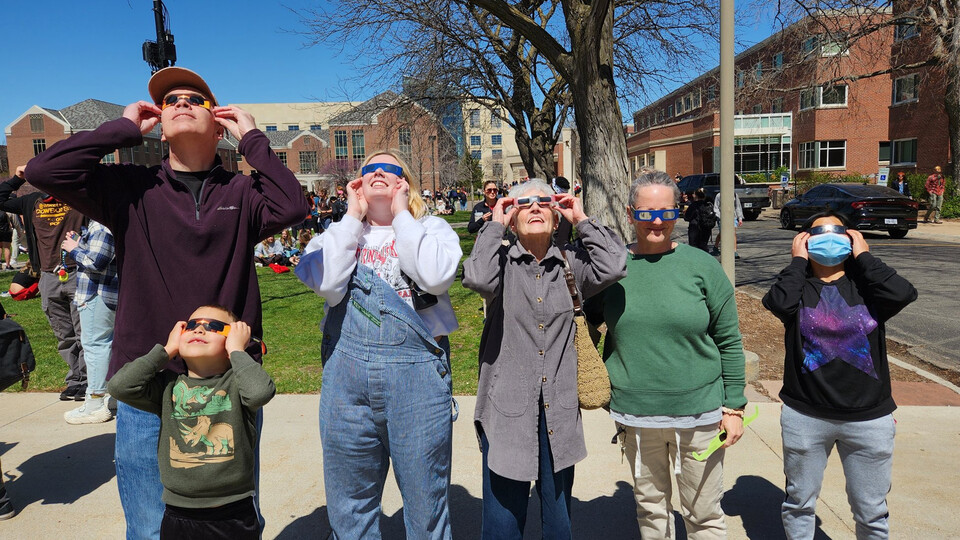 Members of the university community, including the Proteomics and Metabolomics Facility (https://go.unl.edu/zrpq), celebrated the April 8 solar eclipse with social media posts. Learn more at https://go.unl.edu/n4i6. 