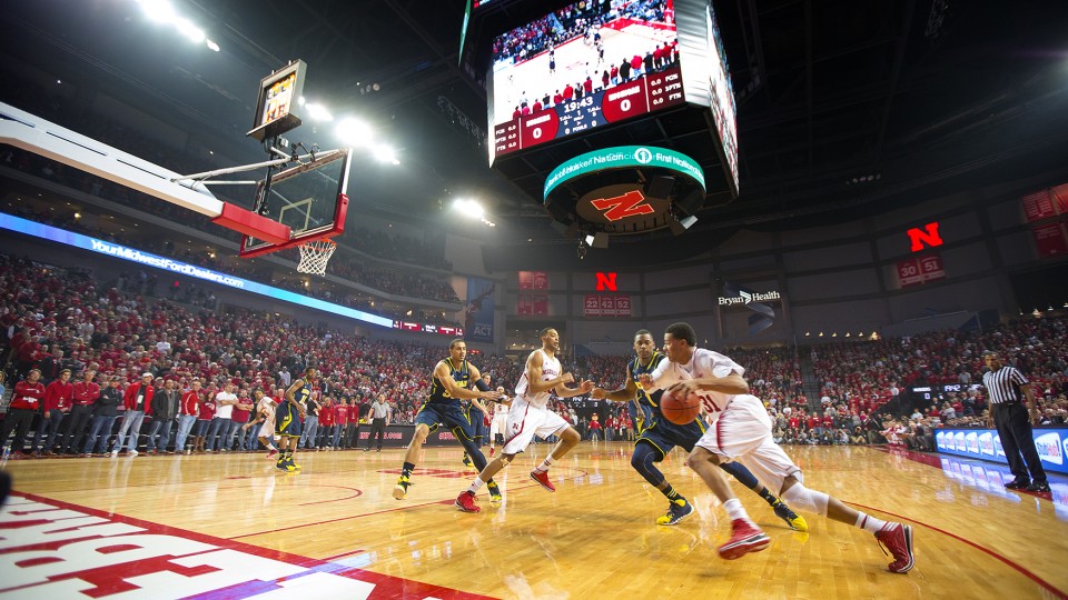 The Huskers battle Michigan in the first Big Ten game in Pinnacle Bank Arena on Jan. 9, 2014.