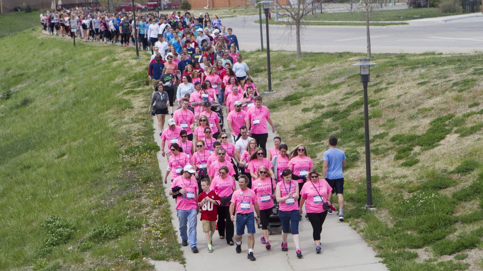 More than 600 volunteers participated in the university's first Out of Darkness Campus Walk on April 17, 2016. The event raised $25,000 and was among the nation's top-five suicide awareness fundraising walks.