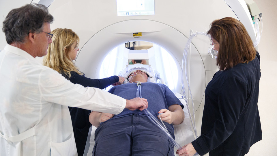 Researchers at Nebraska Center for Brain, Biology and Behavior ready for an MRI.