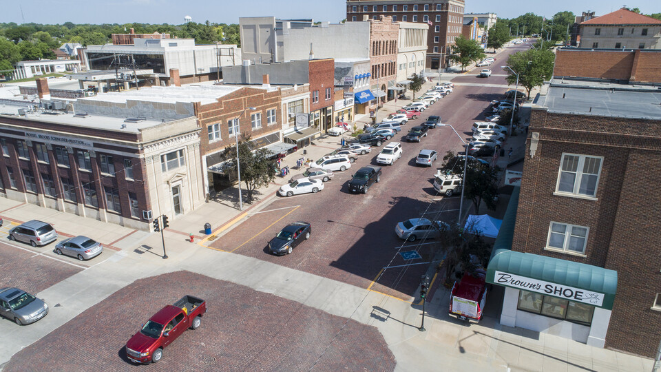An aerial view of downtown McCook, Nebraska