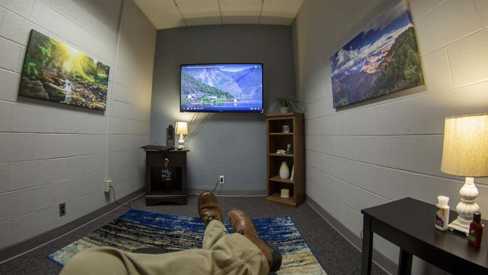The "Find Your Calm, Restore Your Zenergy" room opened in January and is located in the Employee Assistance Program office in the 501 Building.