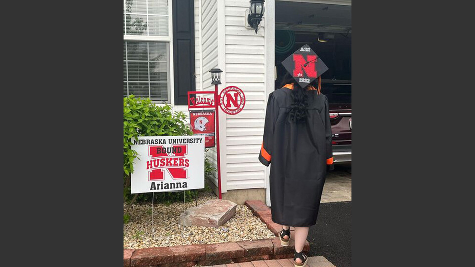 A future Husker celebrating the end of high school and start of her college days.