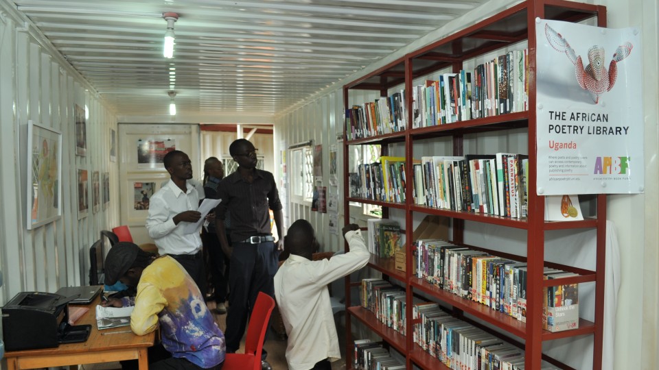 Patrons use the African Poetry library in Uganda.