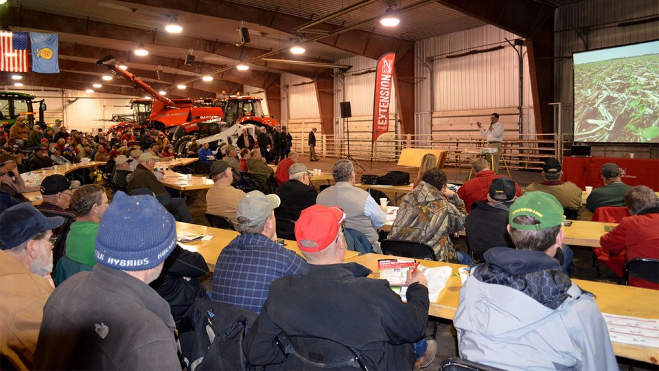Producers listen to a speaker at the 2015 Nebraska Soybean Day and Machinery Expo. The 2016 event is 8:30 a.m. to 2:15 p.m. Dec. 15 in the pavilion at the Saunders County Fairgrounds in Wahoo.