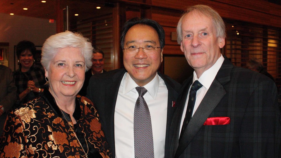Anabeth Hormel Cox, left, and her late husband, Ted Cox, right, meet cellist Yo-Yo Ma in Lincoln in this file photo. Anabeth has given a major gift to the Lied Center for Performing Arts to support live classical music programming in Lincoln.