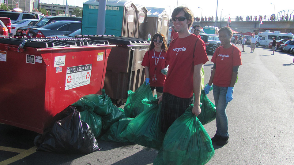 University Recycling is seeking volunteers for all home Husker football games.