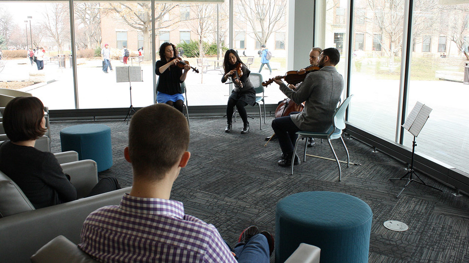 The Chiara String Quartet performs for Notes@Noon in 2016. The spring season of the concert mini-series begins Feb. 7.