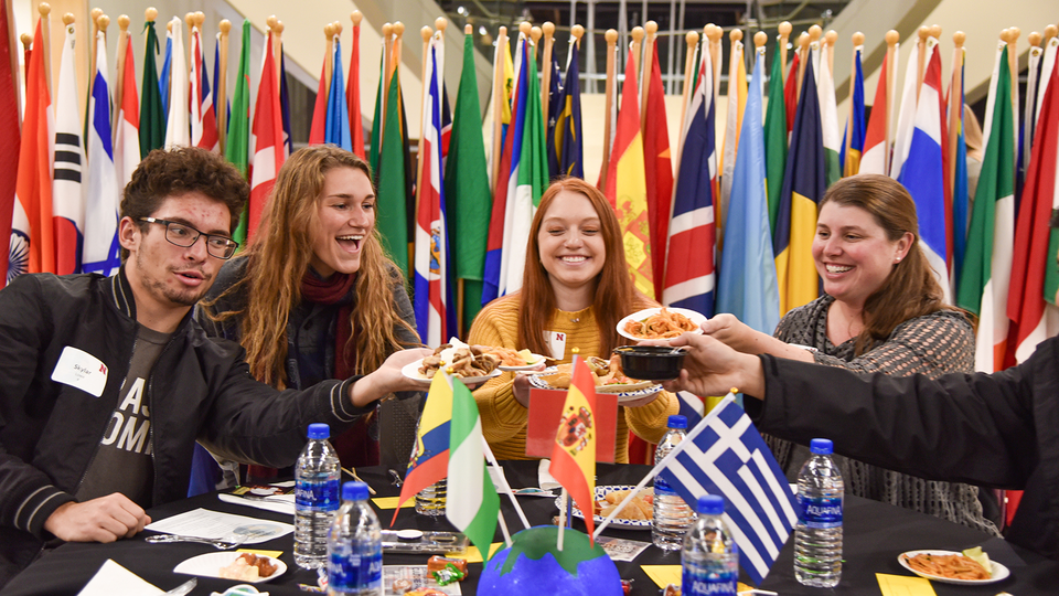 Students and staff enjoyed a variety of dishes from ethnic restaurants at the 2019 Global Café and Connections event during International Education Week.