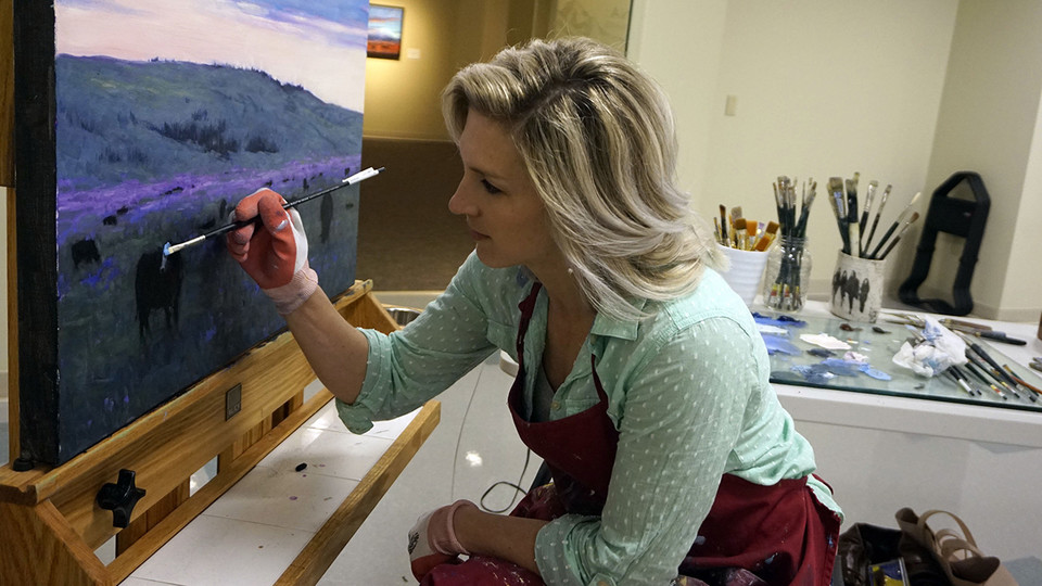 Erin Jones Graf, 2019 Elizabeth Rubendall Artist in Residence, works in the new Elizabeth Rubendall Artist-in-Residence Studio and Education Lab at the Great Plains Art Museum. The public is invited to celebrate the opening of the space during First Friday, 5 to 7 p.m. April 5.