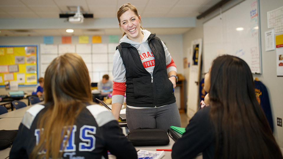 Toni Rasmussen, agriculture education teacher at Wayne High School, works with her Ag Leadership and Intro to Ag class in October 2018. The University of Nebraska–Lincoln has entered into an education compact with six other Nebraska institutions to meet the education needs of youth and lifelong learners in northeast Nebraska.