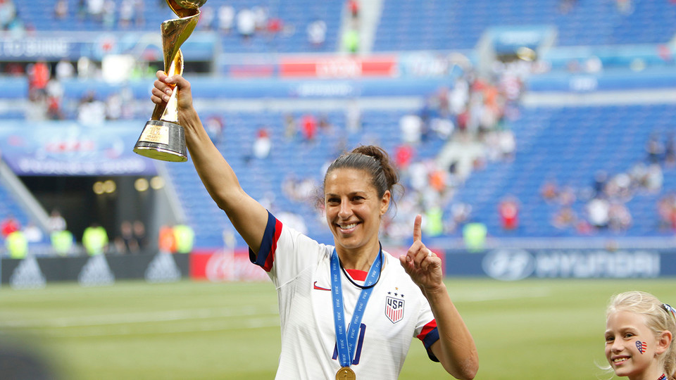 Carli Lloyd celebrates the U.S. women's national soccer team winning the 2019 FIFA Women's World Cup. She will discuss her success on and off the field Feb. 20 at the University of Nebraska–Lincoln.