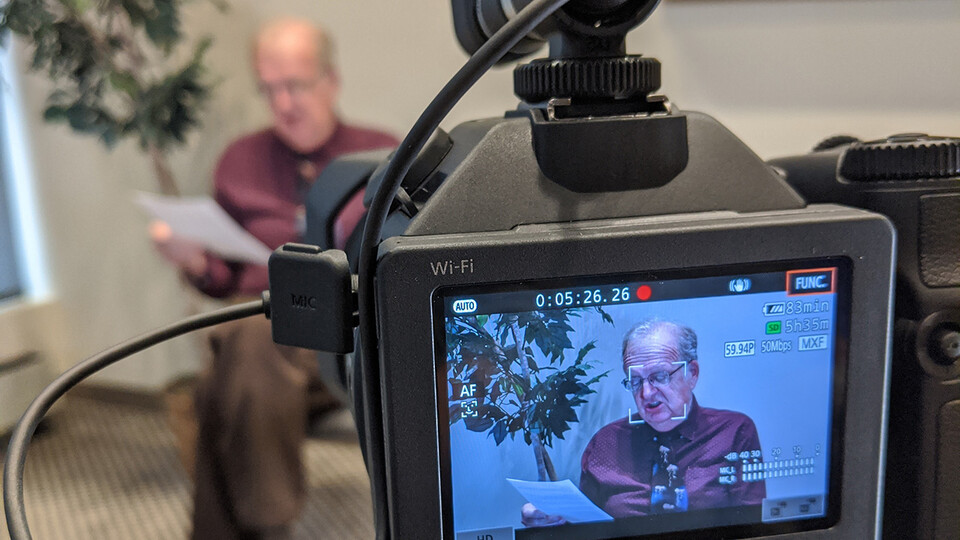 Ken Dewey, professor emeritus at the University of Nebraska–Lincoln, records an episode of “Great Plains Anywhere.”