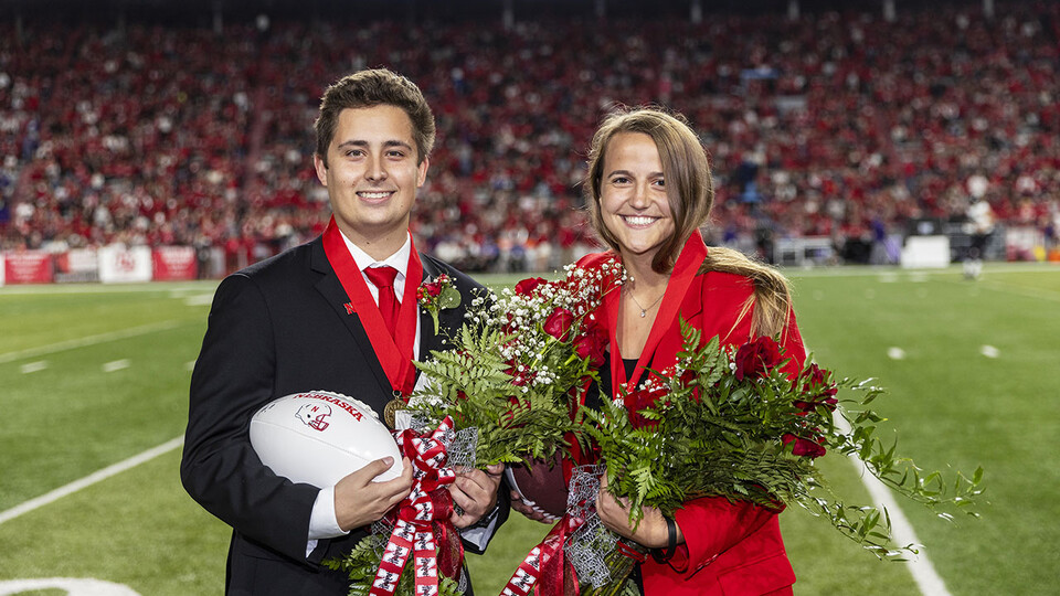 Seniors Bobby Martin and Leigh Jahnke were crowned homecoming royalty during halftime of the Nebraska-Northwestern football game Oct. 2.