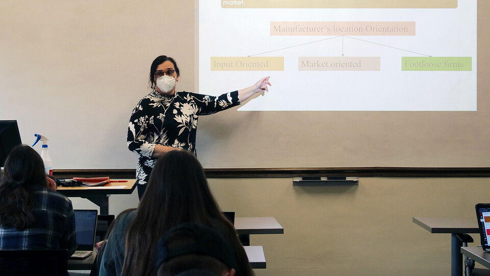 Daniela Manhani Mattos teaches agricultural economics on East Campus.