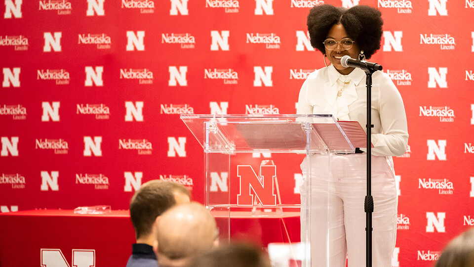 Kaitlin Tademy, graduate student in mathematics, received a Promising Leader Award at the second annual Nebraska Diversity, Equity and Inclusion Impact Awards on April 13.