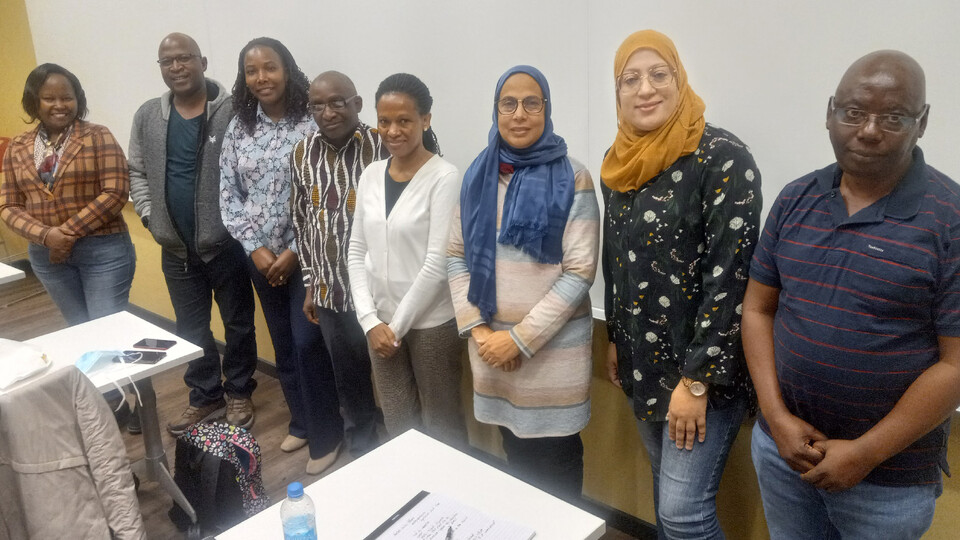 The eight fellows with the Scientific Exchanges Program who have studied with IANR faculty are (from left) Florence Munguti, Charles Mgeni, Zena Mchomvu, Luitfrid Nnally, Betty Waized, Fatiha Bentata, Intissar Zarrouk and Wilton Mbinda.