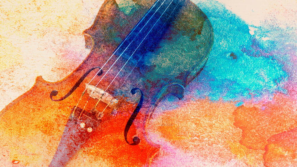 Colorful illustration of violin