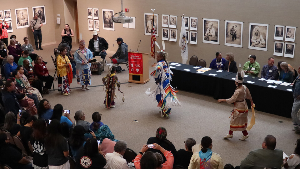 Members of the Otoe-Missouria Nation and other tribes dance during the inaugural Otoe-Missouria Day on Sept. 21, 2022.