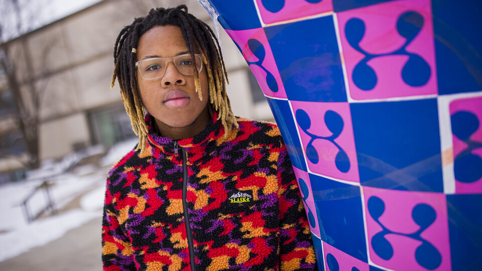 Nebraska's Da'Von George, a graphic design major in the Hixson-Lied College of Fine and Performing Arts, is walking a path toward becoming a role model for others.