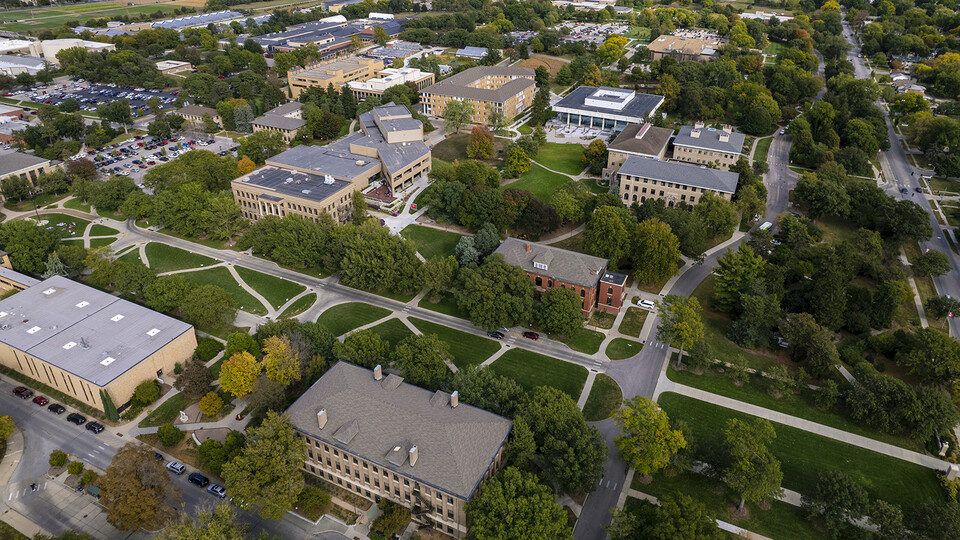Aerial view of East Campus, home to Nebraska's College of Agricultural Sciences and Natural Resources.