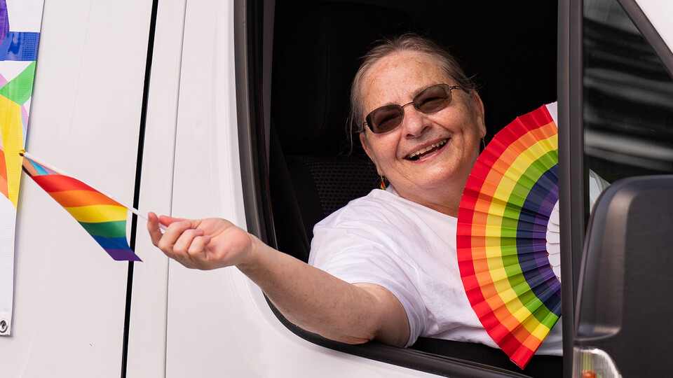 Nebraska's Pat Tetreault served as grand marsh of the second annual Star City Pride parade on June 18. The university's LGBTQA+ Center, which Tetreault leads, was also honored during the community celebration.