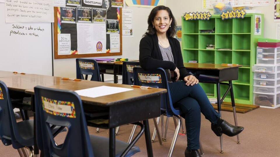 Deepika Menon, leads the RISE Project, a newly funded Noyce Track 4 research project, Research on Integrated STEM Self-efficacy (RISE), to improve integrated STEM instruction in elementary classrooms. Photo used for 2022-2023 Annual Report on Research at Nebraska. October 18, 2023.
